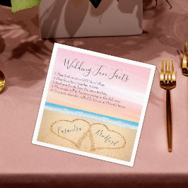 Blush Pink Beach Wedding 2 Herz Sand Fun Fakten Serviette