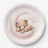 Blush Pink Bear Girl Babydusche Pappteller (Vorderseite)