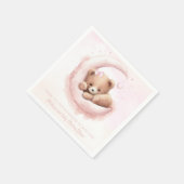 Blush Pink Bear Girl Babydusche Serviette (Ecke)