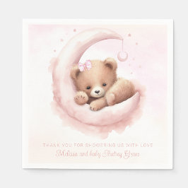 Blush Pink Bear Girl Babydusche Serviette