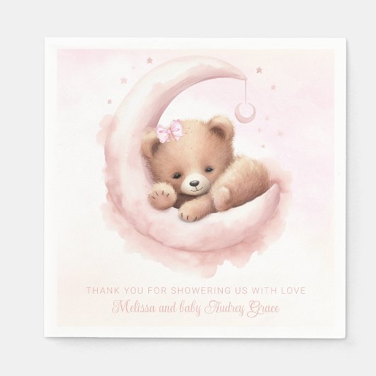Blush Pink Bear Girl Babydusche Serviette