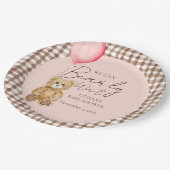 Blush Pink Bearly Wait Girl Baby Dusche Pappteller (Schrägansicht)