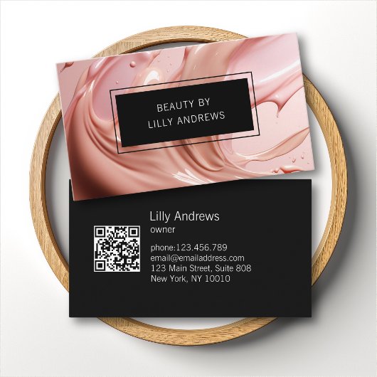 Blush Pink Beauty Salon QR Code Visitenkarte