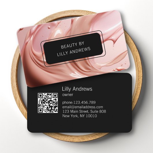 Blush Pink Beauty Salon QR Code Visitenkarte