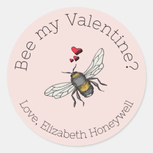 Blush Pink Bee Meine Valentine Honeybee Runder Aufkleber