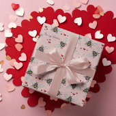 Blush Pink Bee Mine/be My Valentine Bees & Hearts Geschenkpapier
