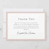 Blush Pink Bereavement Beileid Beerdigung Dankeskarte (Vorderseite)