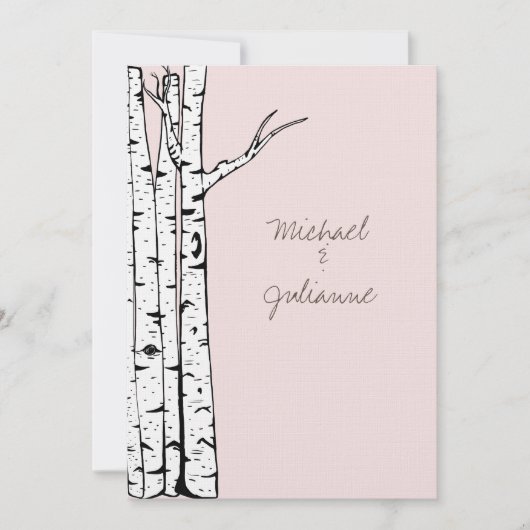Blush Pink Birch Trees Wedding Einladung (Vorderseite)