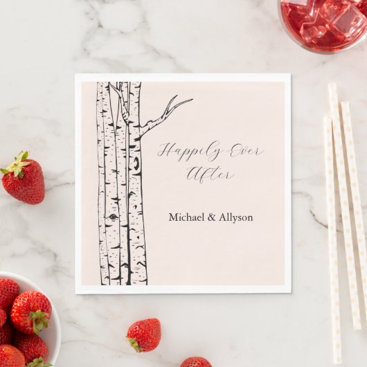 Blush Pink Birch Trees Wedding Serviette (Beispiel)