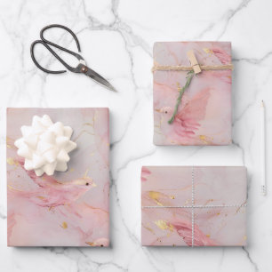 Blush Pink Birds Baby Dusche Geschenkpapier Set