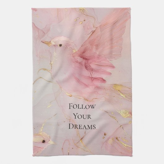Blush Pink Birds Baby Dusche Geschirrtuch (Vertikal)