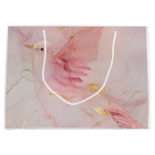 Blush Pink Birds Baby Dusche Große Geschenktüte (Vorderseite)