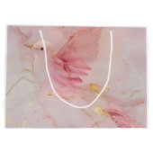 Blush Pink Birds Baby Dusche Große Geschenktüte (Rückseite)