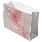 Blush Pink Birds Baby Dusche Große Geschenktüte (Rückseite Schrägansicht)