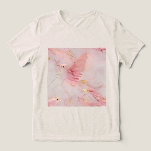 Blush Pink Birds Baby Dusche Tri-Blend Shirt (Design Vorderseite)