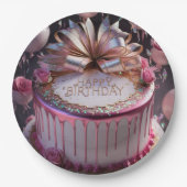 Blush Pink Birthday Cake Celebration  Pappteller (Vorderseite)