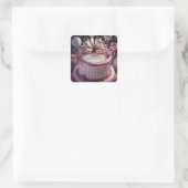 Blush Pink Birthday Cake Celebration  Quadratischer Aufkleber (Tasche)