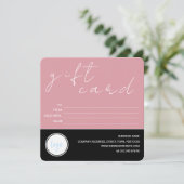 BLUSH PINK BLACK BUSINESS LOGO KUNDE-GIFT-KARTE (Stehend Vorderseite)