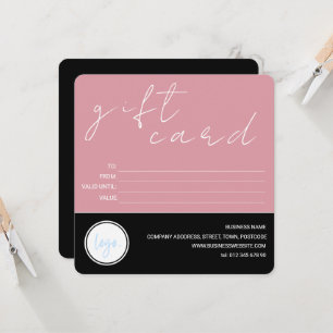 BLUSH PINK BLACK BUSINESS LOGO KUNDE-GIFT-KARTE