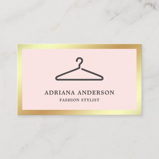 Blush Pink Black Clothes Hanger Fashion Stylist Visitenkarte (Vorderseite)