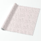 Blush Pink & Black Confetti Dots Packpapier (Ungerollt)