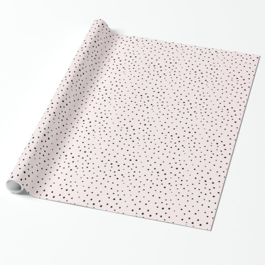 Blush Pink & Black Confetti Dots Packpapier (Ungerollt)