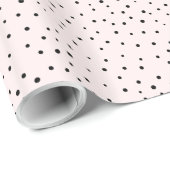 Blush Pink & Black Confetti Dots Packpapier (Rolleneckpunkt)