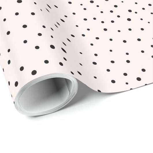Blush Pink & Black Confetti Dots Packpapier (Rolleneckpunkt)