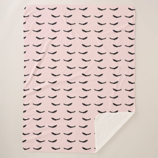 Blush Pink Black Eyelashes Sherpadecke (Vorderseite)
