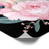 Blush Pink Black Floral Foto Hochzeitssymbol Poster (Ecke)
