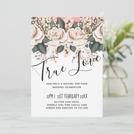 Blush Pink Black Floral Hochzeitbudget (Stehend Vorderseite)