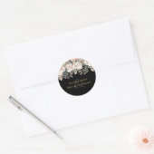 Blush Pink Black Floral Hochzeitbudget Runder Aufkleber (Umschlag)