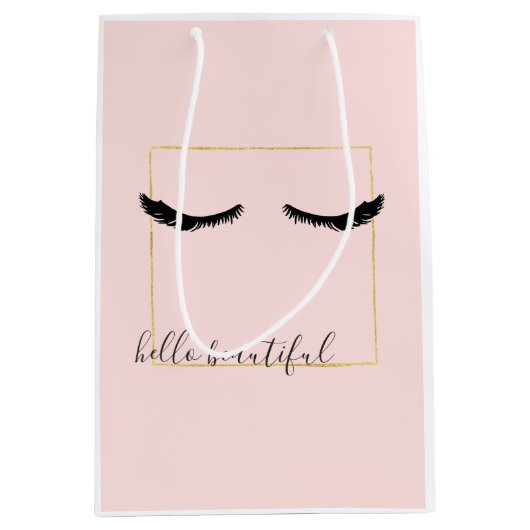 Blush Pink Black Gold Eyelashes Mittlere Geschenktüte (Vorderseite)