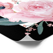 Blush Pink Black Gold Floral Hochzeit Begrüßungsze Poster (Ecke)