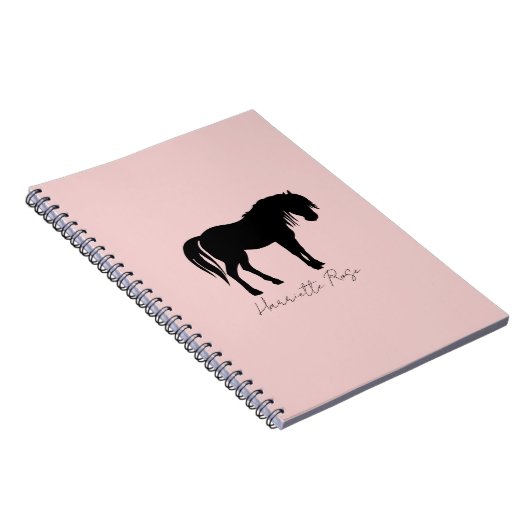 Blush Pink Black Horse Name Notizblock (Rechte Seite)