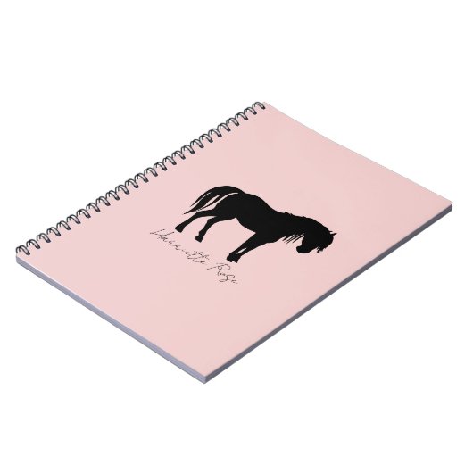Blush Pink Black Horse Name Notizblock (Linke Seite)