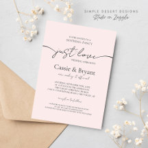 Blush Pink & Black Just Liebe Moderne Script Hochz