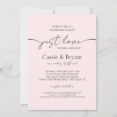 Blush Pink & Black Just Liebe Moderne Script Hochz Einladung (Vorderseite)