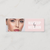 Blush Pink Black Modern Photo Makeup Mini Visitenkarte (Vorderseite)