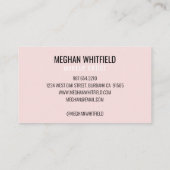 Blush Pink Black Modern Photo Makeup Visitenkarte (Rückseite)