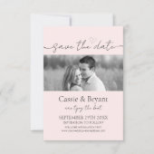 Blush Pink & Black Modern Script Save the Date (Vorderseite)