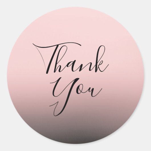 Blush Pink & Black Ombre Moderne Gastgeschenk Hoch Runder Aufkleber (Vorderseite)