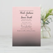 Blush Pink & Black Ombre Moderne schicke Hochzeit Einladung (Stehend Vorderseite)