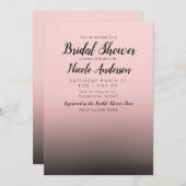 Blush Pink & Black Ombre Modernes Brautparty Einladung (Vorne/Hinten)
