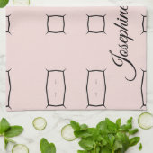 Blush Pink Black Personalized Geometric Minimal Geschirrtuch (Gefaltet)