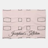Blush Pink Black Personalized Geometric Minimal Geschirrtuch (Horizontal)