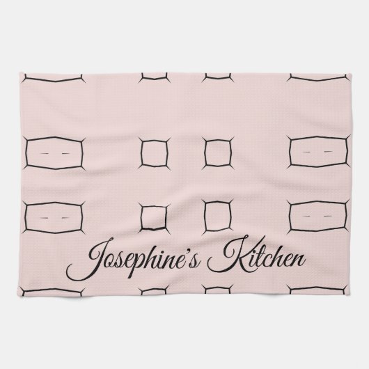 Blush Pink Black Personalized Geometric Minimal Geschirrtuch (Horizontal)