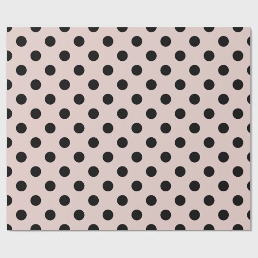 Blush Pink & Black Polka Dots Punktmuster Geschenkpapier (Flach)