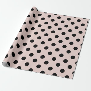 Blush Pink & Black Polka Dots Punktmuster Geschenkpapier