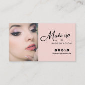 Blush Pink Black Retro Script Photo Makeup Visitenkarte (Vorderseite)